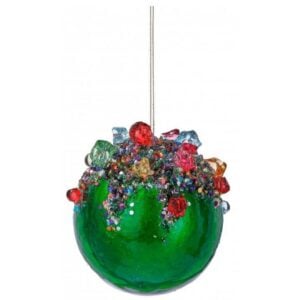 Multi Jeweled Shiny Ball Ornament - Emerald - 3.75"