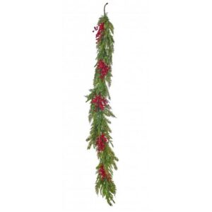 Cedar Berry Garland - Green/Red - 60"