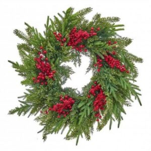 Cedar Berry Wreath - Green/Red - 24"