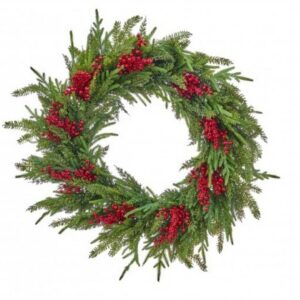 Cedar Berry Wreath - Green/Red - 32"