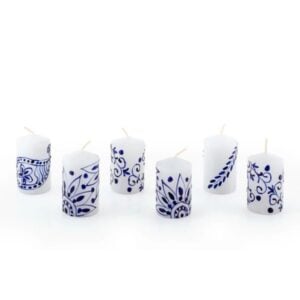 Henna Votive Candle - Blue/White - 2" - 6 Pack