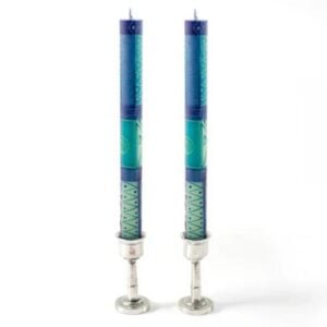 Taper Candle - Blue/Green - 9" - 2 Pack