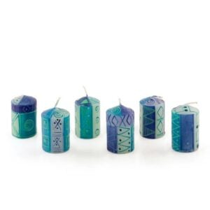 Votive Candle - Blue/Green - 2" - 6 Pack