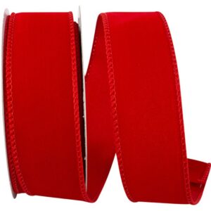 Velvet Wired Ribbon - Red - 1.5" x 10 YD
