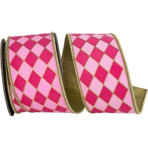 Diamond Metallic Wired Ribbon - Fuchsia/Pink - 2.5" x 5 YD