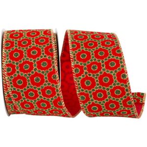 Roccoco Christmas Wired Ribbon - Red/Green/Gold - 2.5" x 10 YD