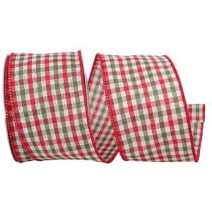 Holiday Country Plaid Wired Ribbon - Red/Green - 2.5" x 10 YD
