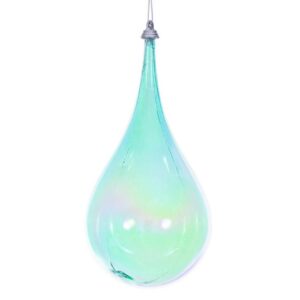Iridescent Teardrop Ornament - Teal - 4"