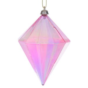 Iridescent Diamond Ornament - Pink - 5"