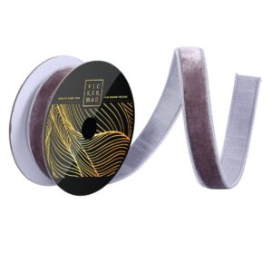 Velvet Dupion Wired Ribbon - Pewter - 10 YD