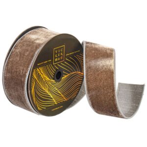 Velvet Dupion Wired Ribbon - Pewter - 10 YD
