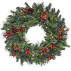 Forest Berry Fir Wreath – Clear Bright LED – 30″
