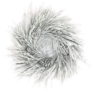 Snowy Long Pine Needle Wreath - White - 24"