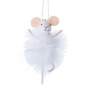 Feather Mouse With Crown Ornament - 5"