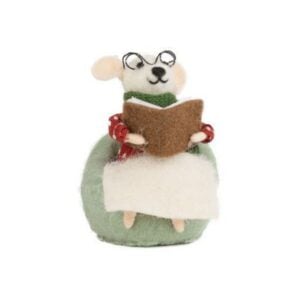 Mouse With Chair and Book Ornament - 4.5"