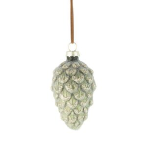 Glitter Pinecone Ornament - Green/Gold - 3"