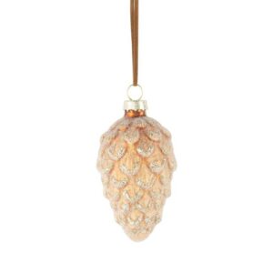 Glitter Pinecone Ornament - Amber/Gold - 3"