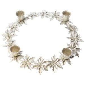 Poinsettia Candlering - Antique Silver - 10"