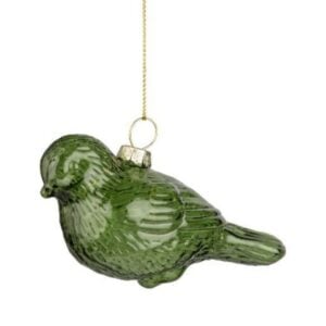 Glass Bird Ornament - Light Green - 3.75"