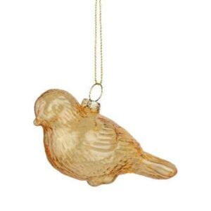 Glass Bird Ornament - Light Yellow - 3.75"