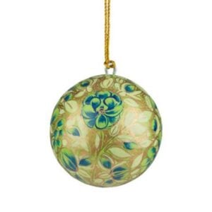 Floral Papier Mache Ornament - Green - 3"