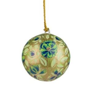 Floral Papier Mache Ornament - Green - 2.5"