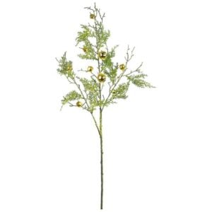 Cedar Branch with Bell - Gold/Green - 40"