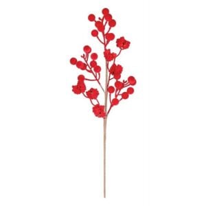 Flocked Berry Spray - Red - 22"