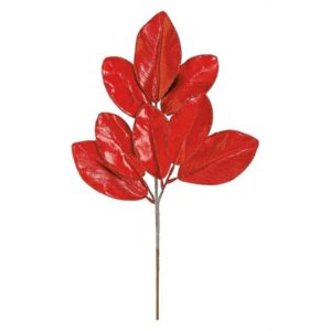 Glittered Edge Metallic Leaf Spray – Red – 24″