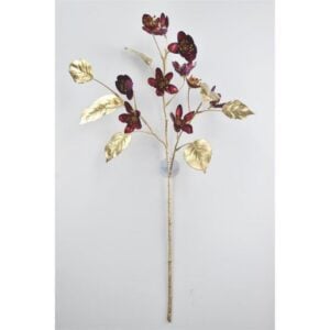 Metallic Clematis Spray - Burgundy/Gold - 28"