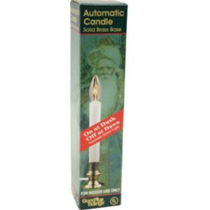 Candle with Sensor - White/Brass - 9"