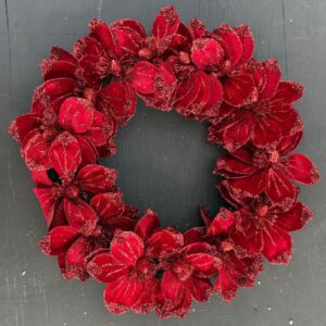 Glitter Magnolia Wreath - Red - 24"