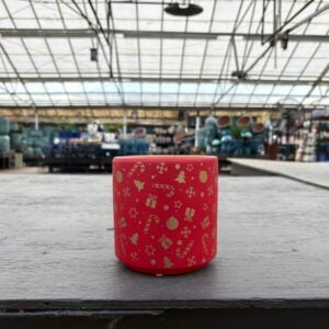 Cement Christmas Planter - Red/Gold - 5"