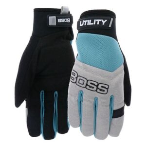 Womens Utility Gloves - Boss - Gray/Blue/Black - MD/LG