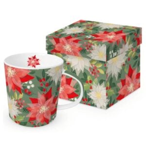 Merry Poinsettia Gift-Boxed Mug - Paperproducts Design - 13.5 oz