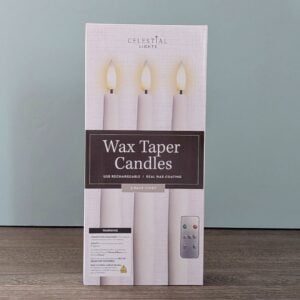 LED Wax Taper Candles - Celestial Lights - Ivory - 3 Pack