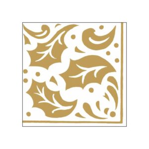 Holly in Gold Beverage Napkins - Paperproducts Design - 5" x 5"
