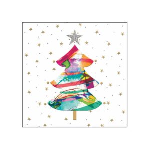 Glitter Tree Beverage Napkins - Paperproducts Design - 5" x 5"