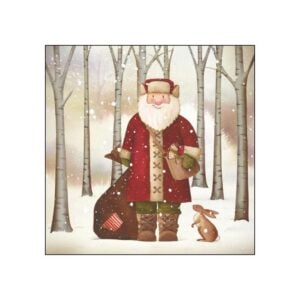 Santa & Rabbit Beverage Napkins - Paperproducts Design - 5" x 5"