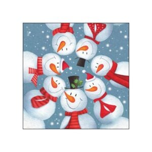 Snowmen Circle Beverage Napkins - Paperproducts Design - 5" x 5"