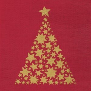 Tree on Canvas Beverage Napkins - Paperproducts Design - Red - 5" x 5"