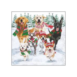 Snow Hounds Beverage Napkins - Paperproducts Design - 5" x 5"