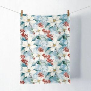 Winter Poinsettia Kitchen Towel - Paperproducts Design - 19.5" x 27.5"