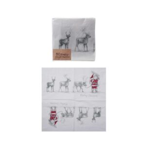 Santa Leading Reindeer Dinner Napkins – 50 Pack