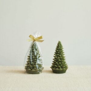 Tree Candle – Evergreen w/Gold Tips – 7″