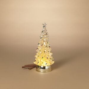Lit Holiday Spinning Water Globe Tree – Battery Operated – 12.2″