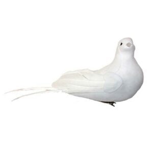 Dove with Metal Clip - White - 7"