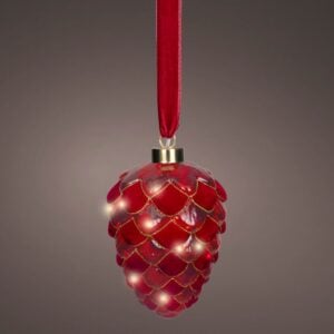 MicroLED Red Pinecone – Battery Operated – Warm White