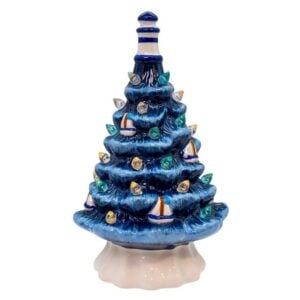 Ceramic Coastal Christmas Tree - Kurt Adler - Battery Operated - 17.5"