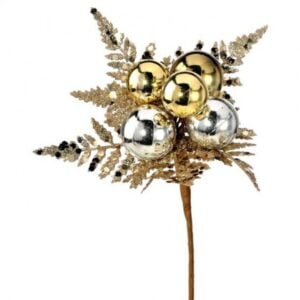 Ball Metallic Fern Pick - Gold Silver - 9"